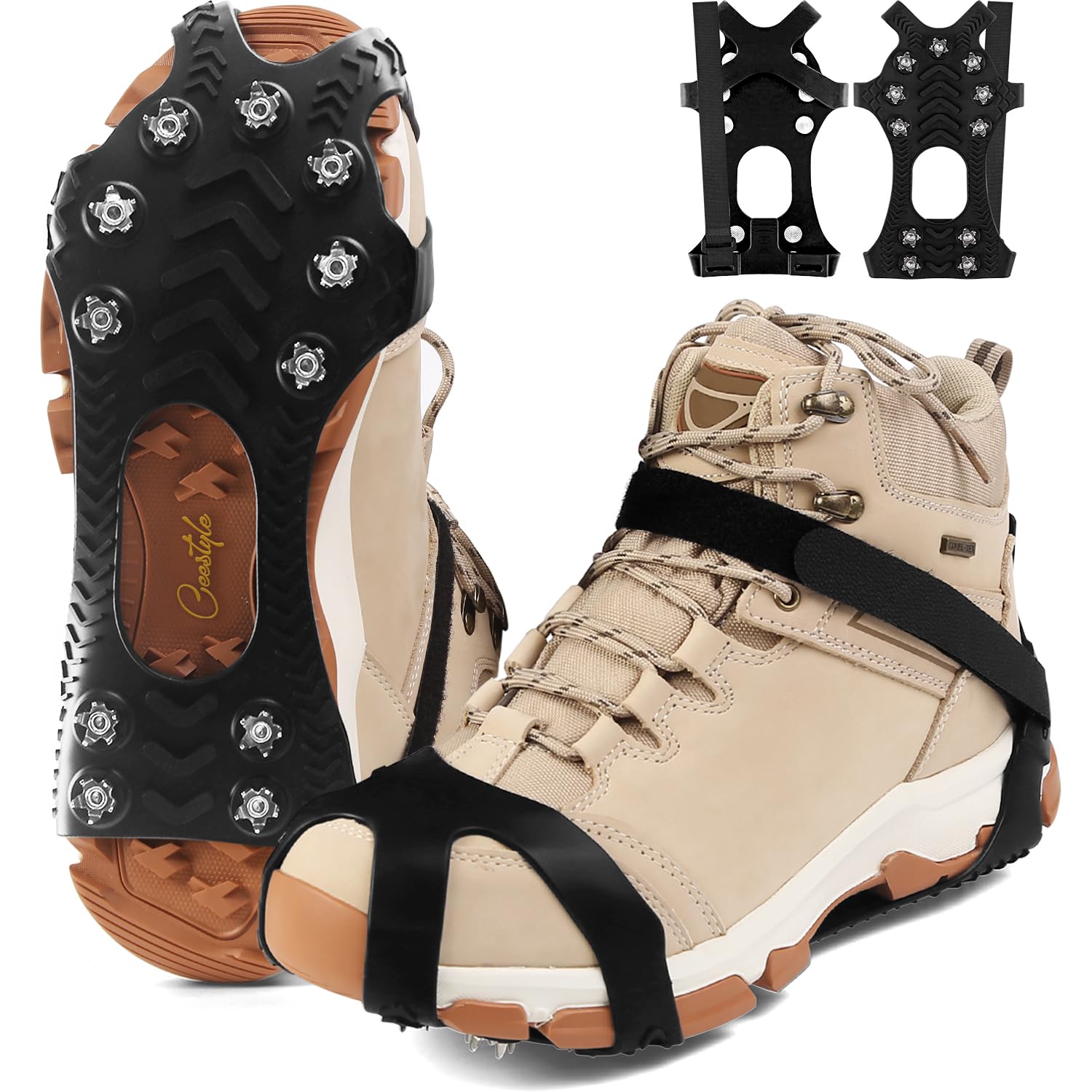 11 Spikes Crampons, Upgraded Version Stainless Steel Anti-Slip